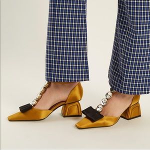 MARNI Crystal Embellished Satin Pumps
